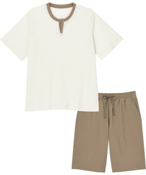  WEB限定　ルームウェア　半袖　ひざ上丈　綿混（本体）　前閉じ　/ブロス　GH3300