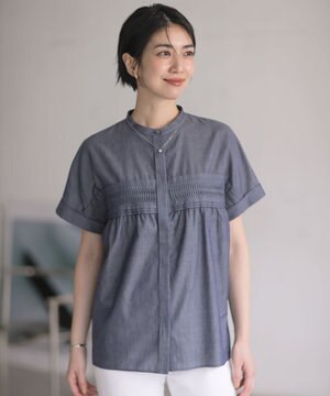  シアーデニム フレンチスリーブ ブラウス