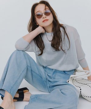 【洗える】シャイニーシアー ボートネック ニット