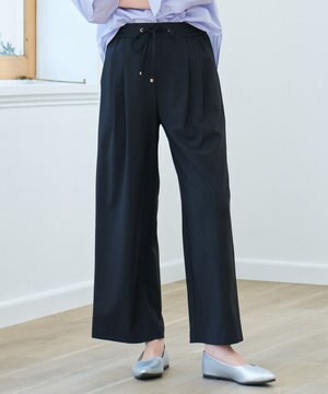  【ウエストゴム】イージーケアライトストレッチワイドパンツ