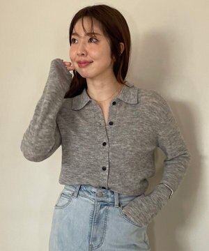  ファインアルパカ 襟付きカーディガン