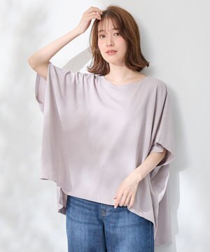  ハイツイストコットンポンチョ風Tシャツ