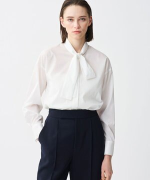  シルクライクタフタ ボウタイブラウス