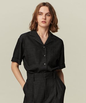 シャンブレーオックス 開襟シャツ