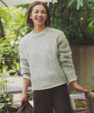 アルパカシャギー クルーネック プルオーバー