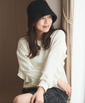  【洗える】袖フリルダンボール プルオーバー