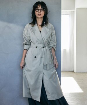  【撥水加工】 メモリーストレッチタフタ トレンチコート