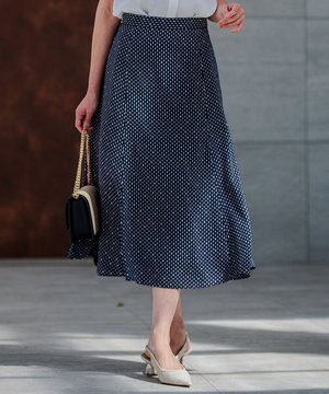  【洗える】バックサテンアムンゼンレユールダイヤプリント スカート