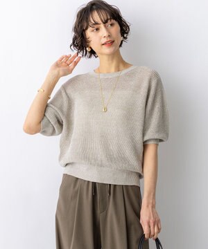  ピュアリネン パフスリーブ ニット