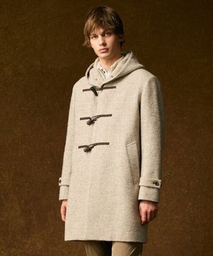  【キングサイズ・尾州産カシミヤブレンド×アルパカ混素材】カシミヤブレンドアルパカヘリンボン ダッフルコート