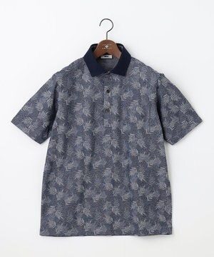  【吸水速乾】リーフ柄ジャガード 半袖 ポロシャツ