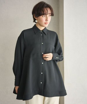  【洗濯機可能】Aラインパネルチュニックシャツ