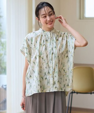  スクエアプリントシャツ