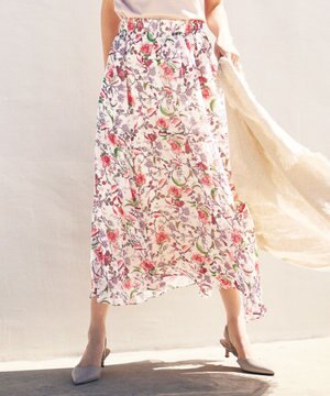  【カタログ掲載・洗える】マラケシュフラワープリント スカート