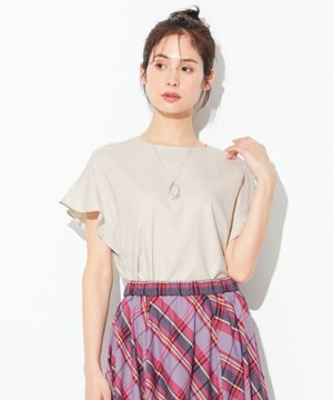  【洗える】ライトリネンクロスフレアスリーブ ブラウス