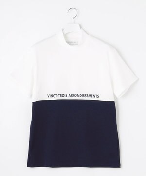  【MEN】カラーブロック ドライタッチモックネックシャツ