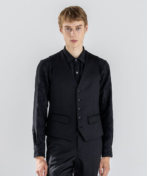 新素材【ストレッチ/セットアップ対応】シルキーウールジャージー ジレ