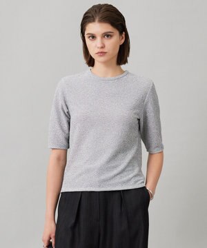  【洗える】シャイニーラメジャガード カットソー