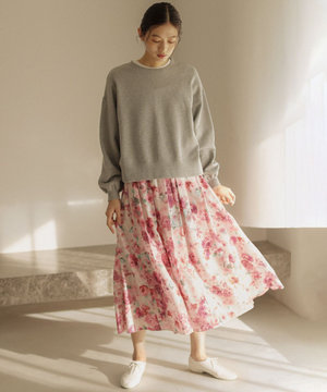 【Flower Collection】ブーケフラワープリント スカート