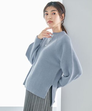  ウールブレンドバルーンスリーブニット