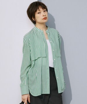 【洗える】キュプラローンストライプ シャツ