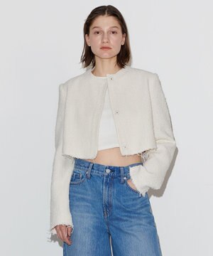 【Nave】ストライプツィード クロップドジャケット