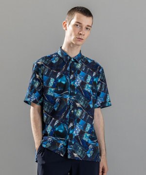  【新柄】テクノボイルストレッチ レギュラーカラー半袖シャツ