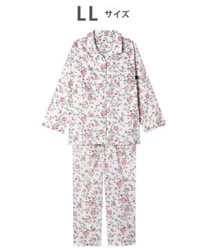  ワコール_リラックス＆スリープ パジャマ 綿100%(本体) サテン 長袖 長ズボン ミントン レディース NDX555 /ワコール