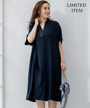  【Lサイズ限定/吸水速乾/UVカット/接触冷感/】ストレッチジョーゼット 半袖ワンピース