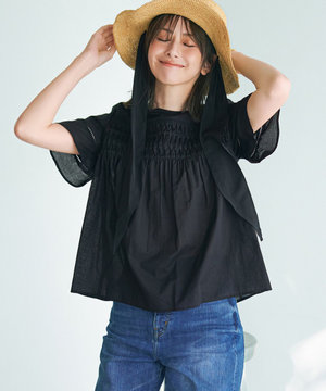 【WEB&一部店舗限定】コットンローン ピンタック フレア ブラウス