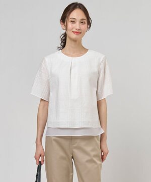  レーシーチェック クルーネック カットソー