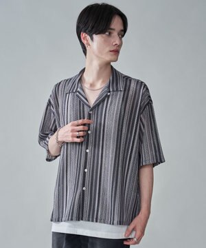  ストライプメッシュBIGシャツ（SS）