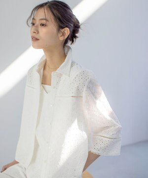 エンブロイダリーレース襟付 ブラウス