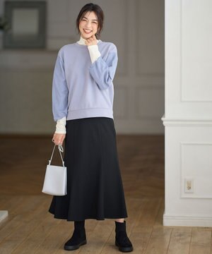  【洗濯機可/ウエストゴム】ライトツイードマーメーイドスカート