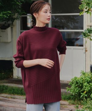  【新色追加・洗える】ランダムリブ編みドルマンニットチュニック