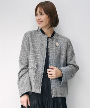  【セットアップ対応・洗える】ライトミックスツイード ジャケット