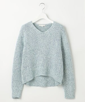  【洗える】カラーミックスリネン ニット