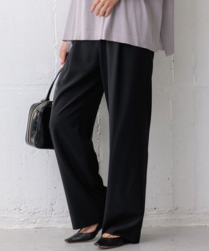  【洗える】2WAYストレッチツイル ドロスト ワイドパンツ