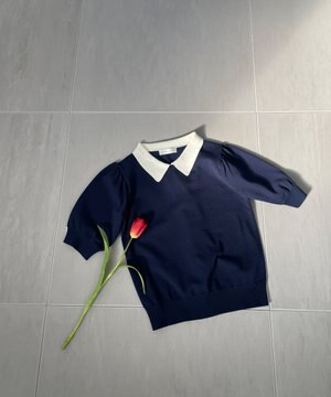 【洗える】バイカラー襟 ニット