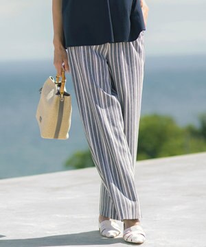  【WEB限定カラーあり】リネンレーヨン 柄 ワイドパンツ