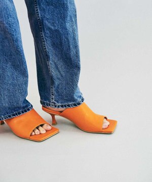  【PRECIEUX JOUET/プレシュウジュエ】ワイドスクエアスカルプチャーヒールミュール/019PJ