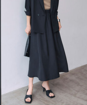 【UVケア・速乾・洗える】シルクエステルタフタ フレアスカート