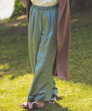 【洗える】リラックス サテン パンツ