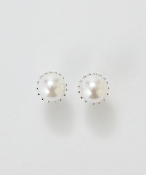  トゥウィンクルフレームパールピアス　シルバー/一粒