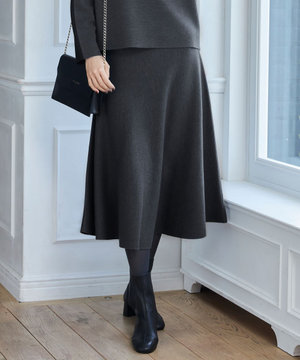 【セットアップ対応・洗える】ウールミラノニット スカート