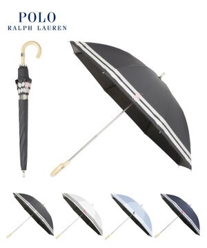  POLO RALPH LAUREN（ポロ ラルフローレン）晴雨兼用日傘 ボーダー ポロポニー 長傘 遮光率100％ 遮熱 UV