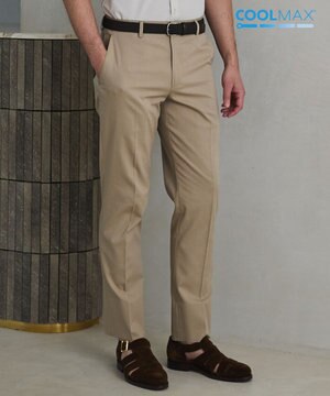 仕事で着られる綿パン【吸水速乾/ストレッチ/折り目加工】クールマックスコットンパンツ_ノータック（26年モデル）
