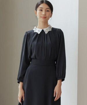  【WEB限定・2WAY】ジョーゼットシフォンレース襟 ブラウス