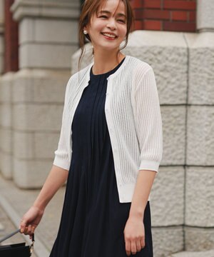  【加藤ローサさん着用・前後着用可】レーシーニット カーディガン
