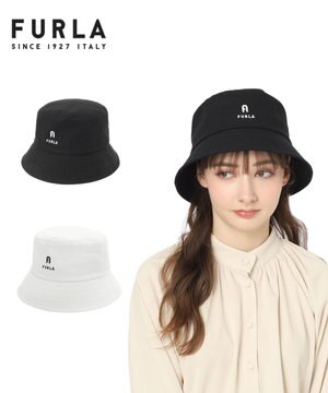  【洗える】FURLA(フルラ) フロントロゴ刺繍バケットハット